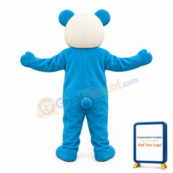 Happy Blue Panda Mascot Costume