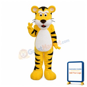 Cute Yellow Tiger Mascot Costume