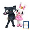 Cute Black Cat & White Pink Rabbit Mascot Costume