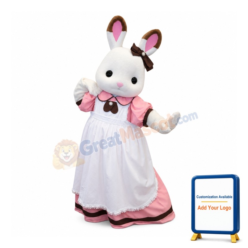 Lovely Lightweight White Rabbit Mascot Costume With Dress