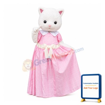 Lovely lightweight Cat Mascot Costume With Pink Dress