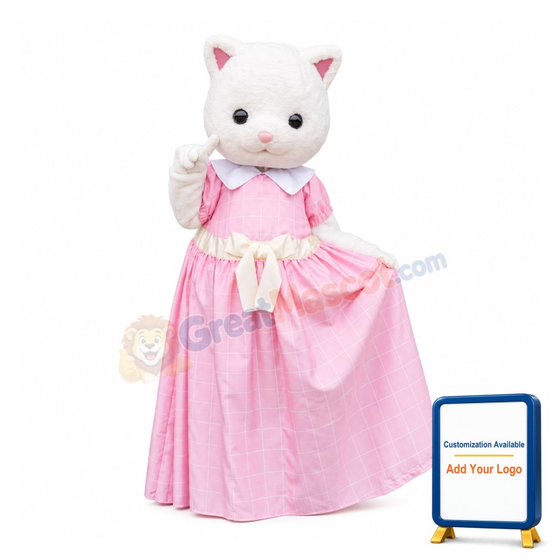 Lovely lightweight Cat Mascot Costume With Pink Dress