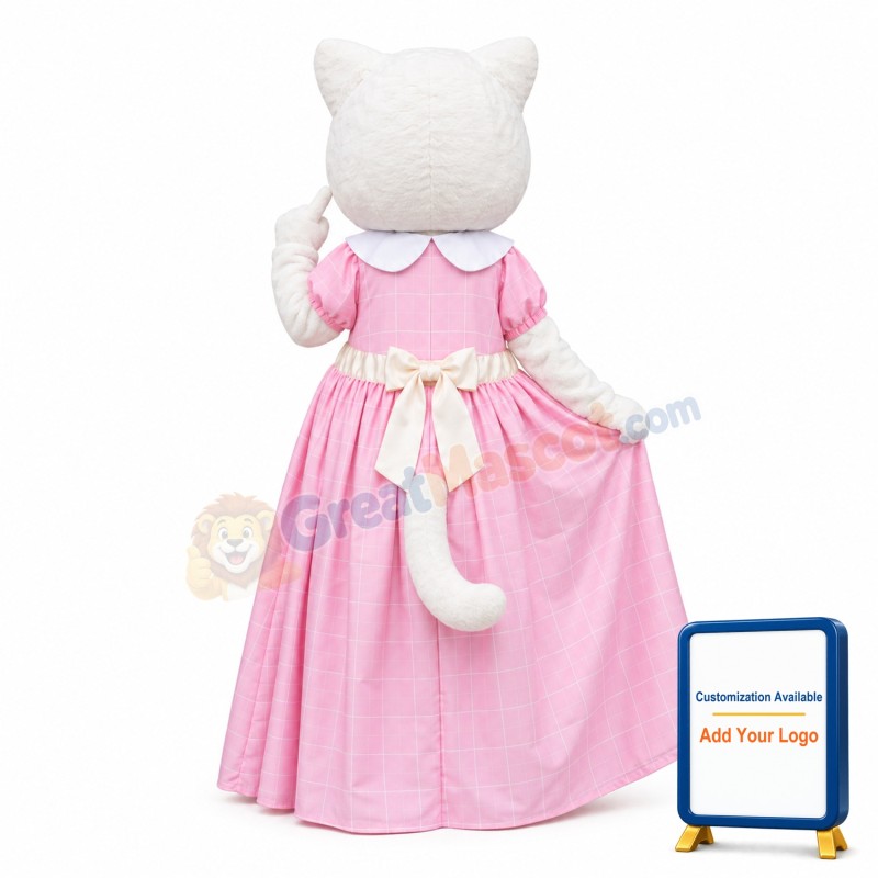 Lovely lightweight Cat Mascot Costume With Pink Dress