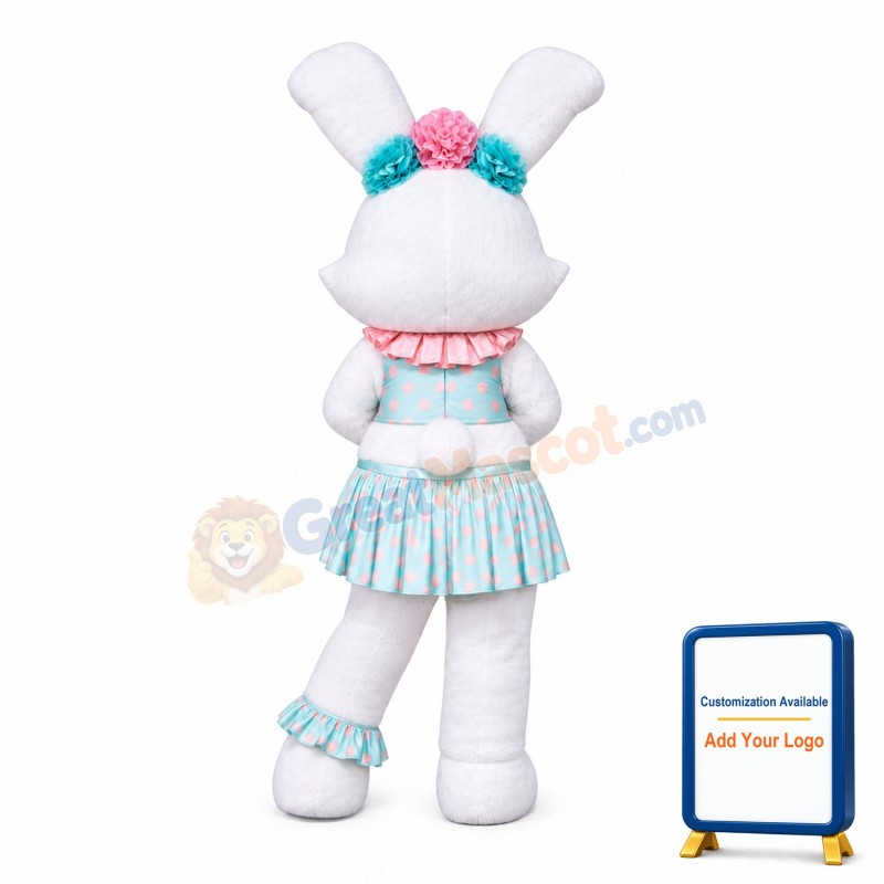 Cute Lightweight White Rabbit Mascot Costume With Dress