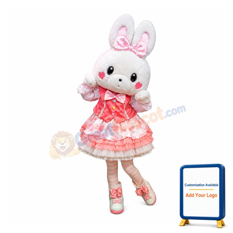 Lovely Lightweight Rabbit Mascot Costume With Pink Dress