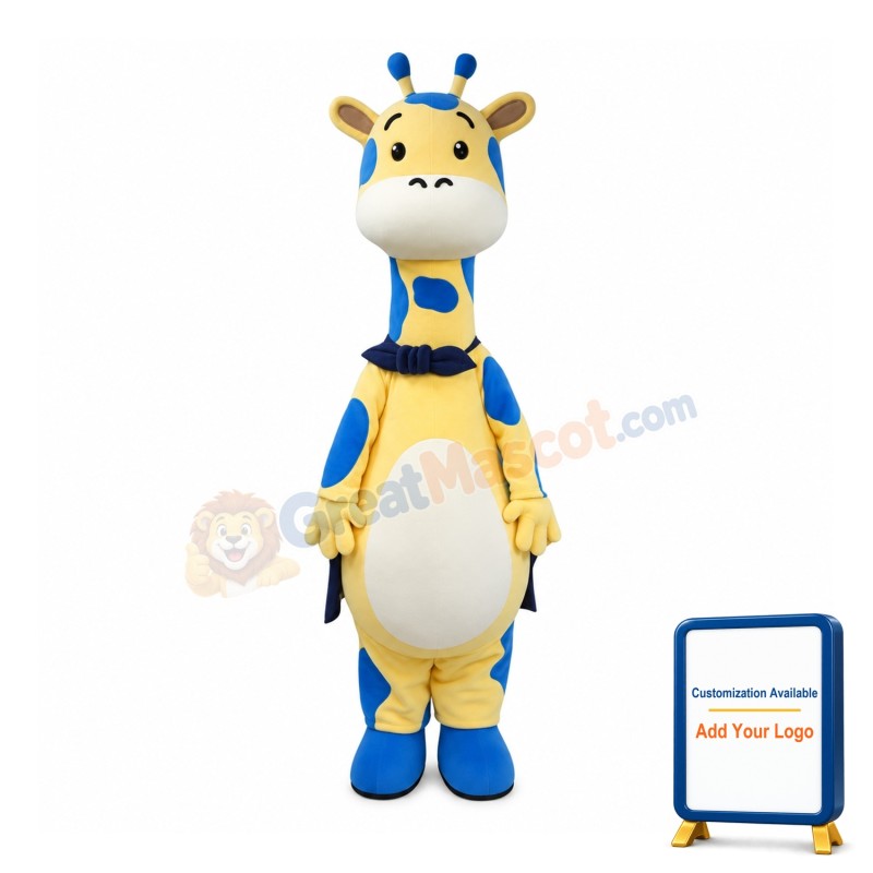 Yellow & Blue Giraffe Mascot Costume
