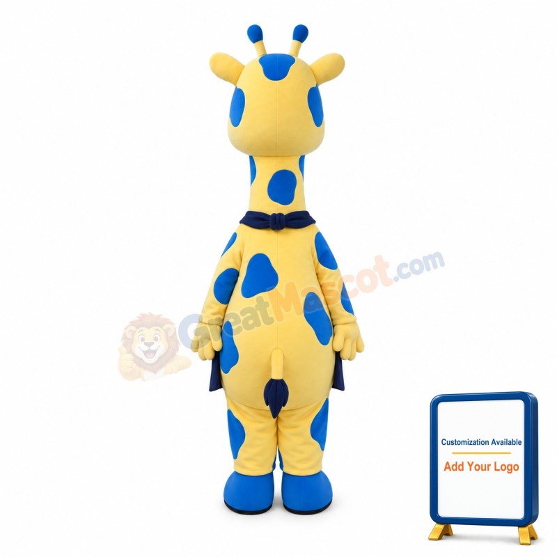 Yellow & Blue Giraffe Mascot Costume