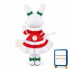 White & Pink Rabbit Bunny Mascot Costume With Red Dress