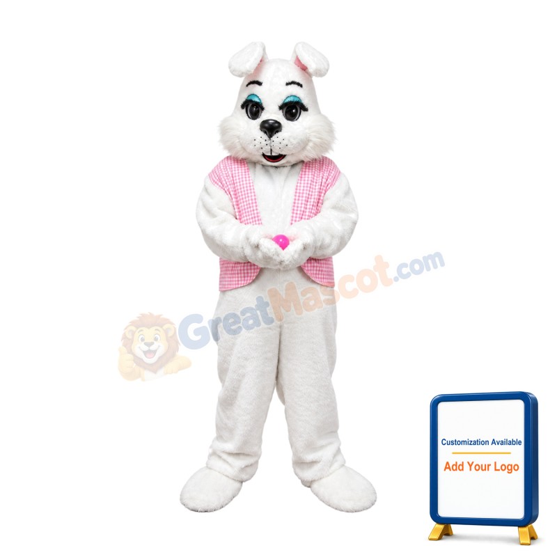 White Easter Rabbit Bunny Mascot Costume