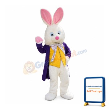 Friendly Easter Bunny Mascot Costume With Purple Suit