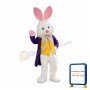 Friendly Easter Bunny Mascot Costume With Purple Suit