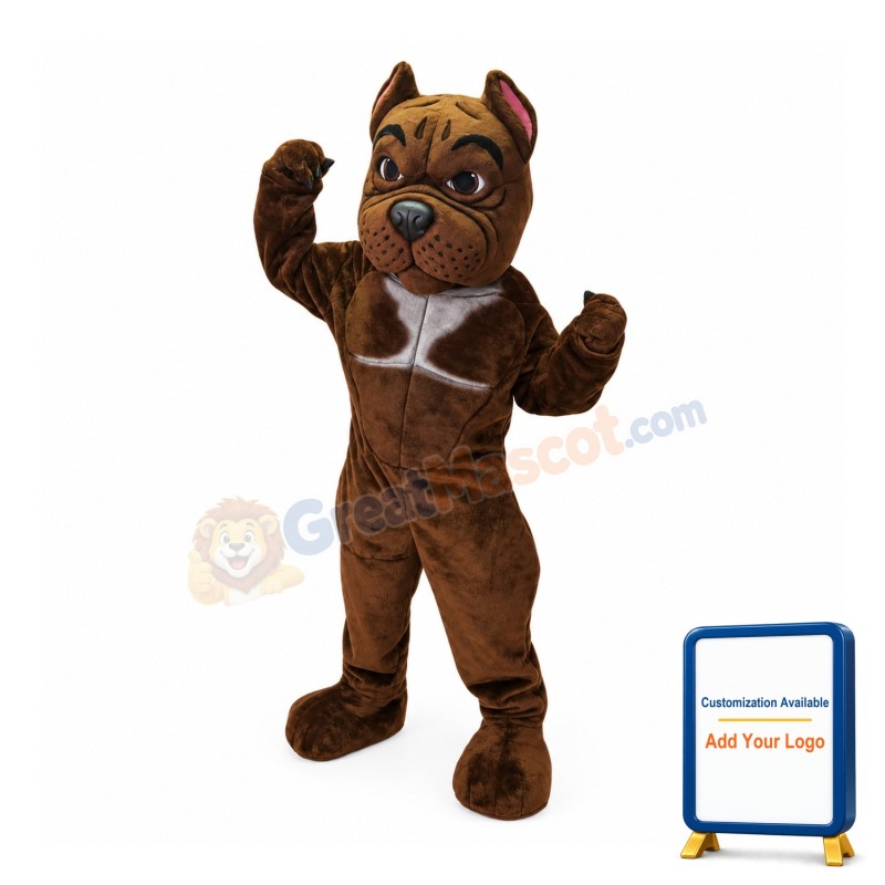 Brown Bulldog Mascot Costume