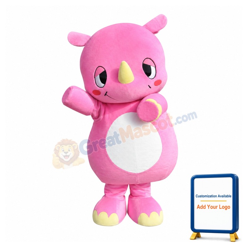 Pink Rhino Mascot Costume
