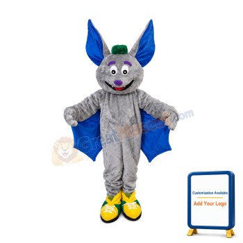 Happy Grey Bat Mascot Costume