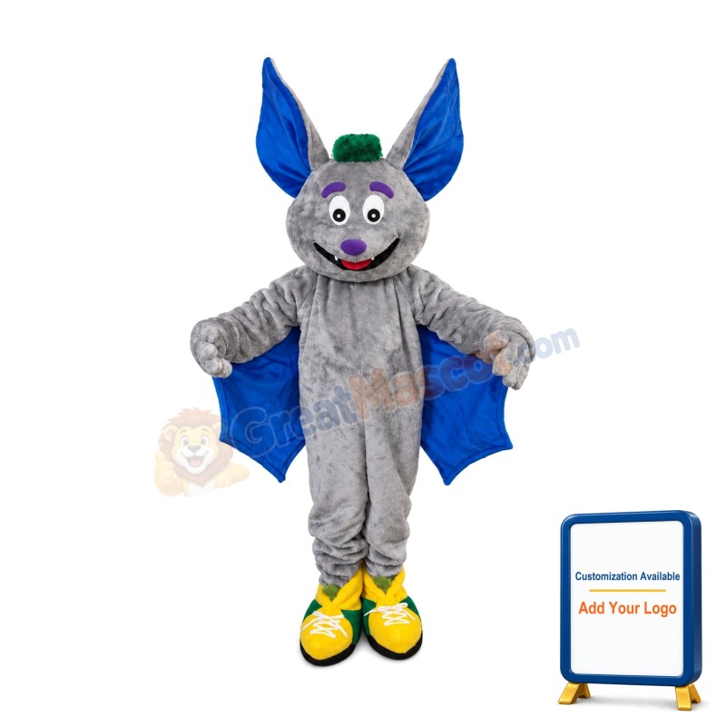 Happy Grey Bat Mascot Costume
