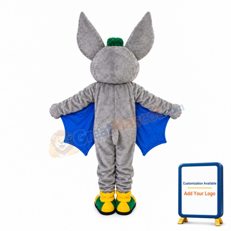 Happy Grey Bat Mascot Costume