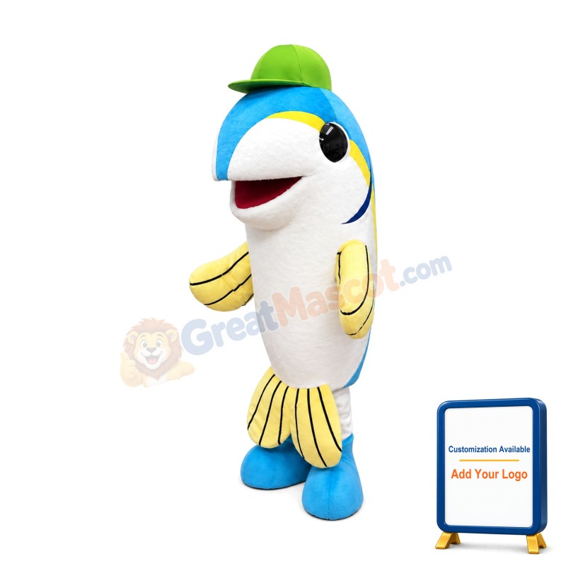 Blue & Yellow Fish Mascot Costume