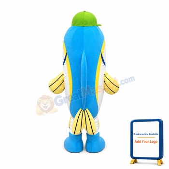 Blue & Yellow Fish Mascot Costume