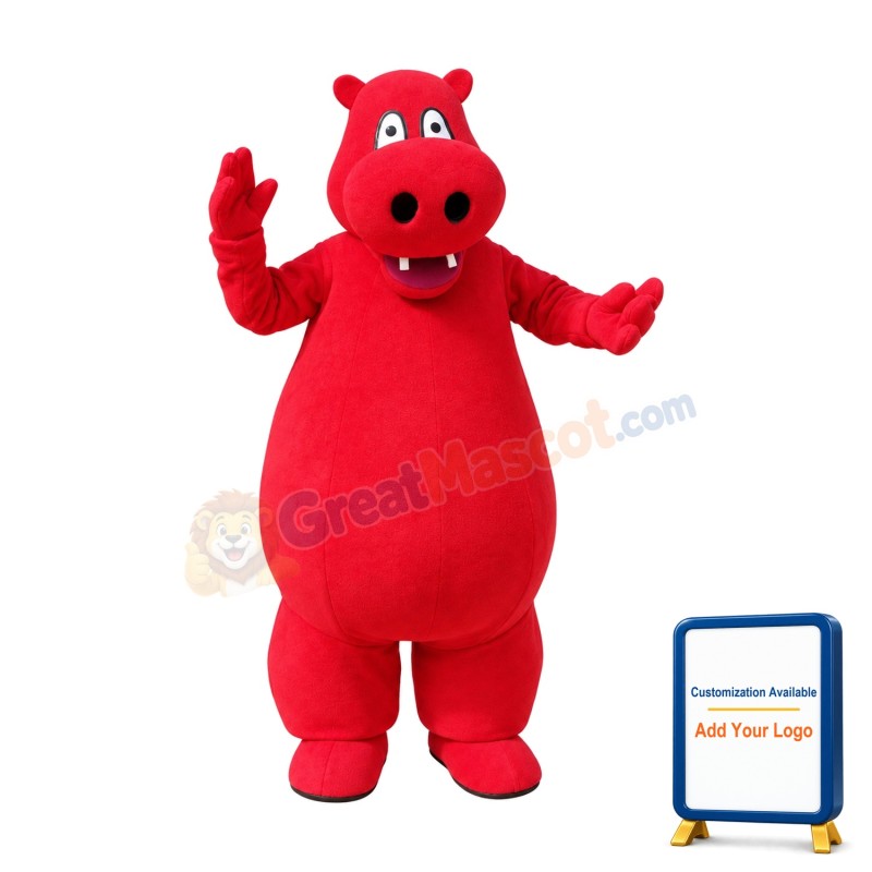 Lovely Red Hippo Mascot Costume