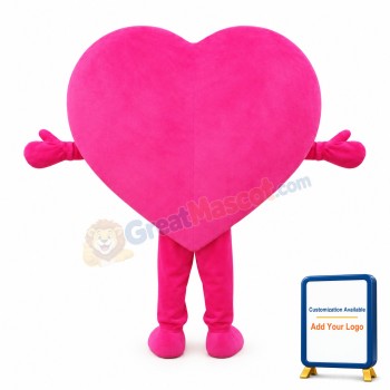 Happy Lightweight Pink Heart Mascot Costume