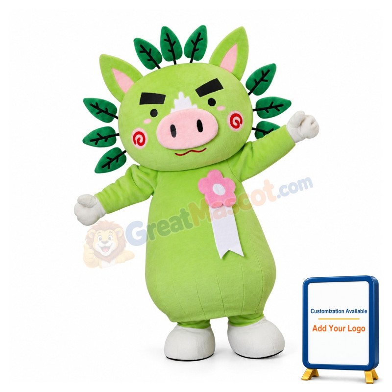 Cute Green Pig Mascot Costume