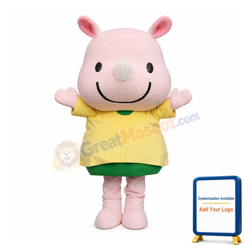 Lovely Pink Rhino Mascot Costume