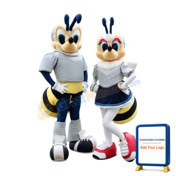 Sport Male Bee & Lovely Female Bee Mascot Costume