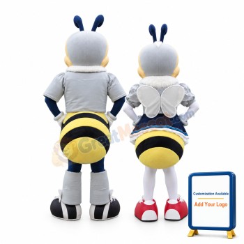 Sport Male Bee & Lovely Female Bee Mascot Costume