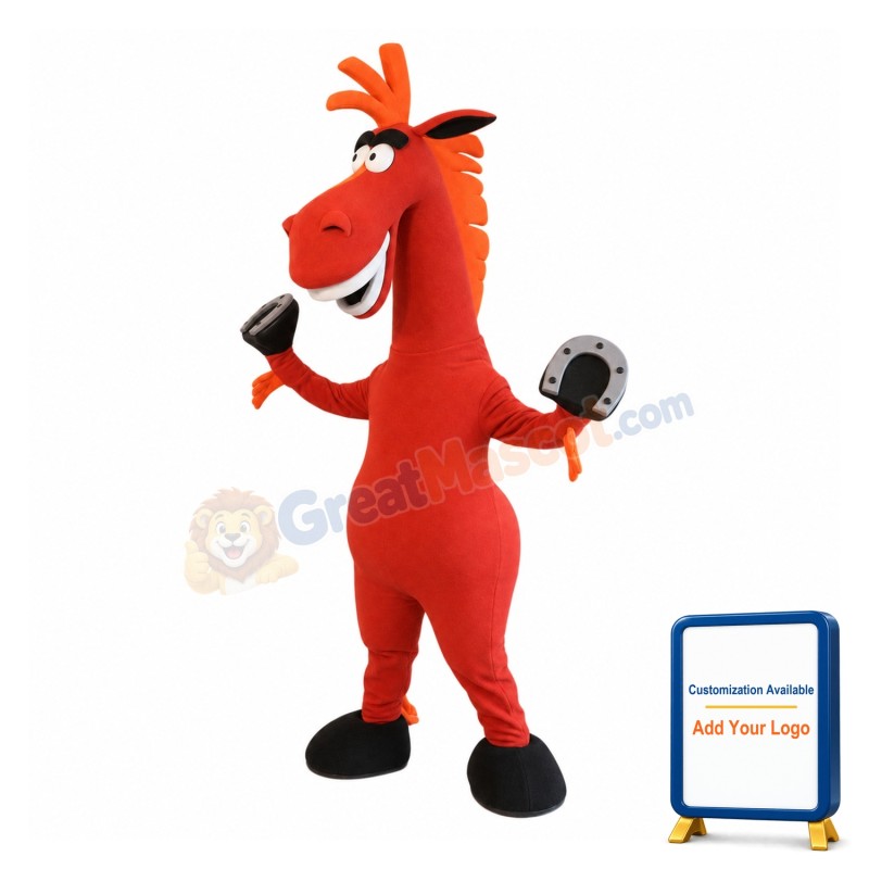 Lovely Red Horse Mascot Costume