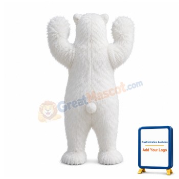 Happy Realistic Polar Bear Mascot Costume