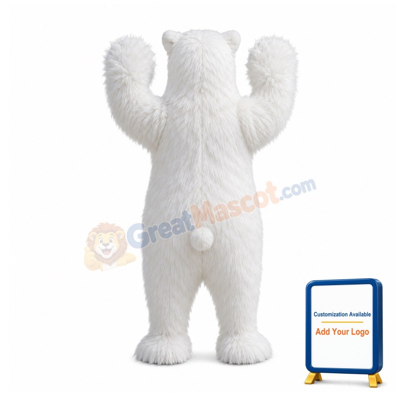 Happy Realistic Polar Bear Mascot Costume