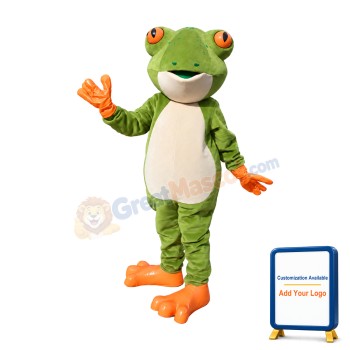 Friendly Realistic Green Frog Mascot Costume