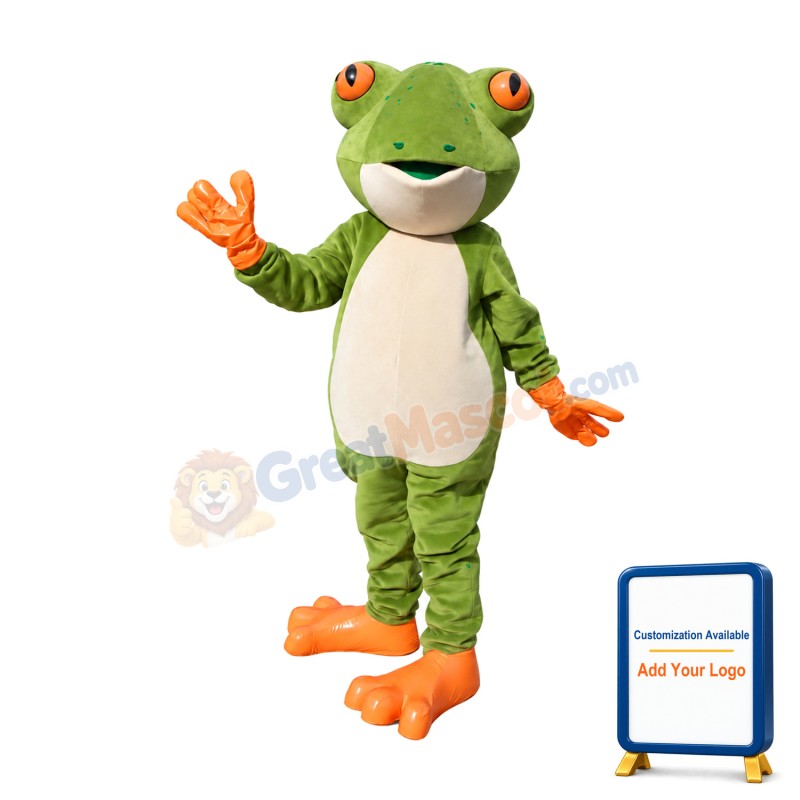 Friendly Realistic Green Frog Mascot Costume