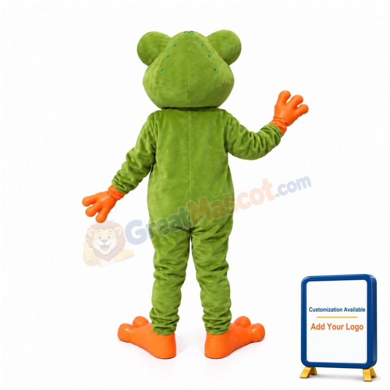 Friendly Realistic Green Frog Mascot Costume