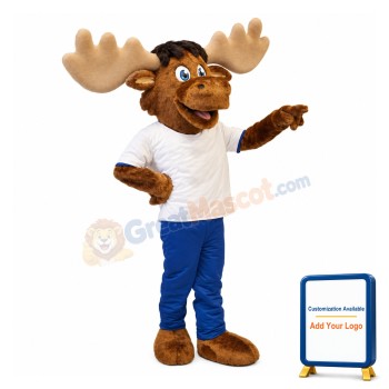 Friendly Ligweight Moose Mascot Costume
