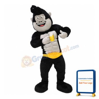 Friendly Black Orangutan Mascot Costume