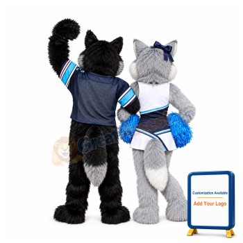 Black Wolf & Grey Wolf Mascot Costume