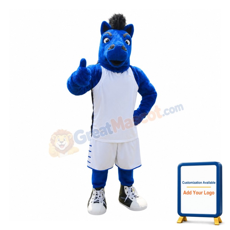 Power Sport Blue Horse Mascot Costume