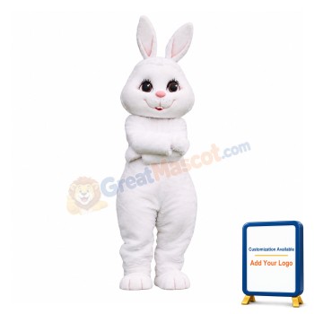 Smiling Lightweight White Rabbit Mascot Costume