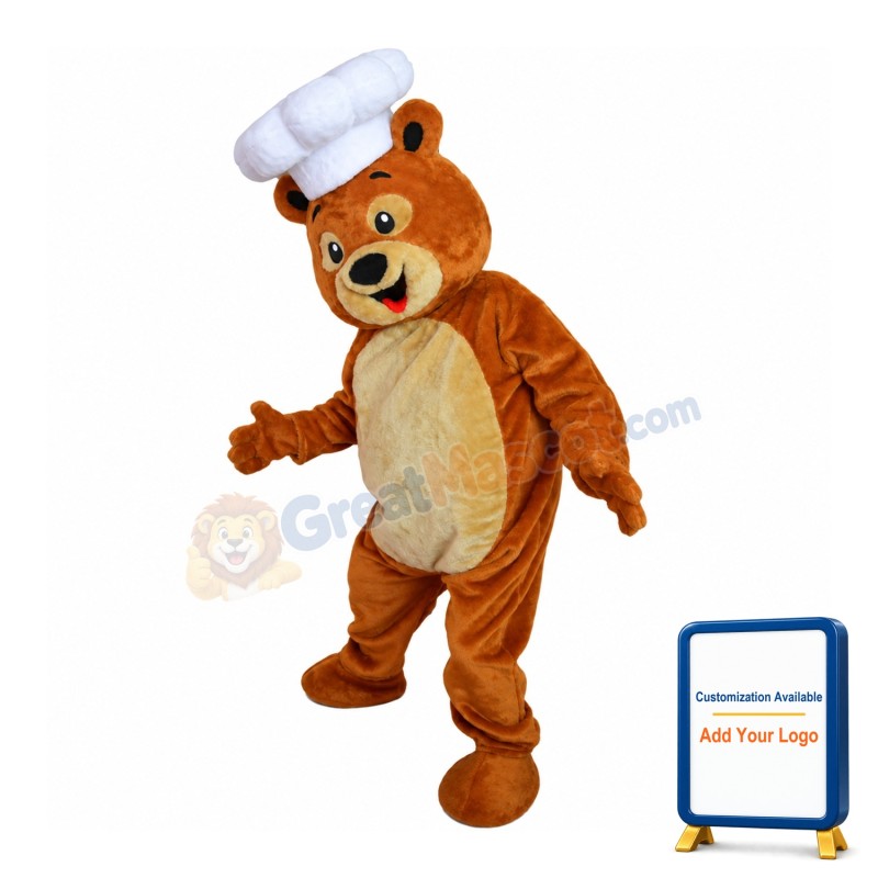 Happy Lightweight Chef Bear Mascot Costume