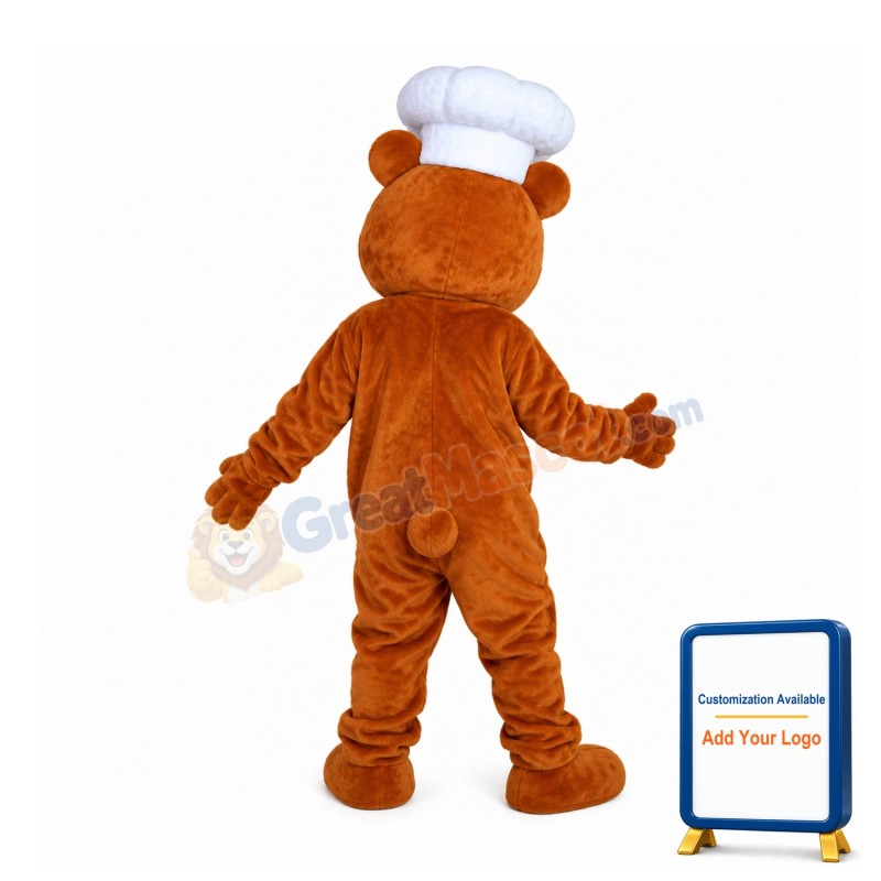 Happy Lightweight Chef Bear Mascot Costume