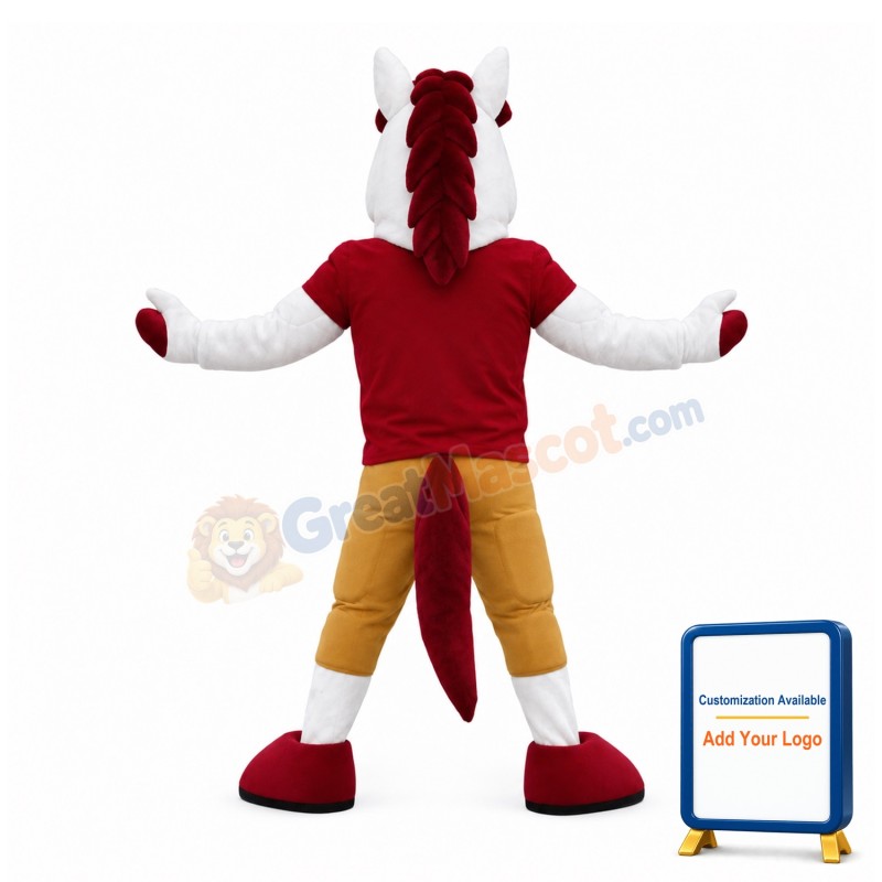 Sport Red Horsehair Horse Mascot Costume