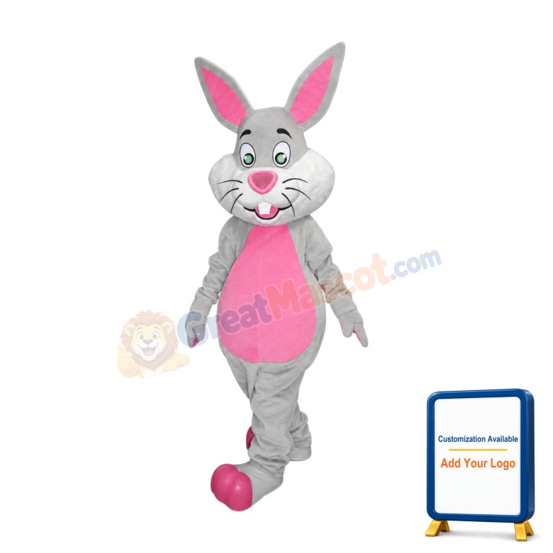 Happy Realistic Rabbit Mascot Costume