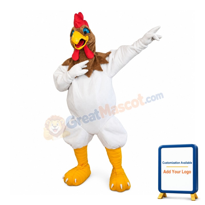 Supber White Chicken Mascot Costume
