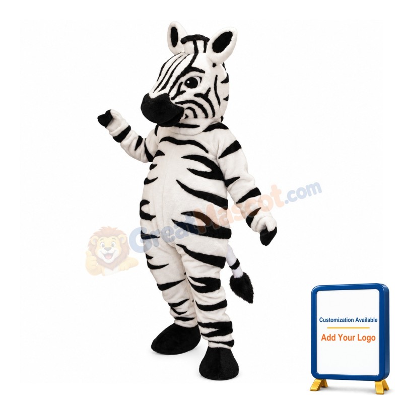 Friendly Realistic Zebra Mascot Costume