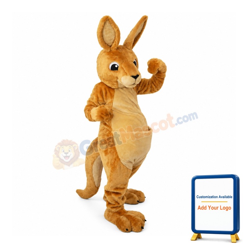 Happy Realistic Kangaroo Mascot Costume