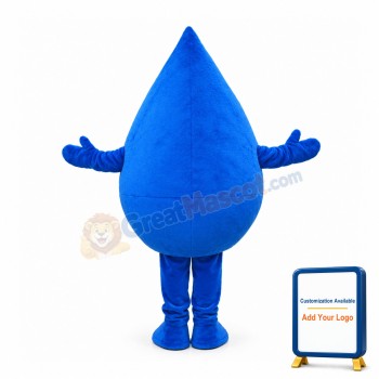 Friendly Blue Water Drop Mascot Costume