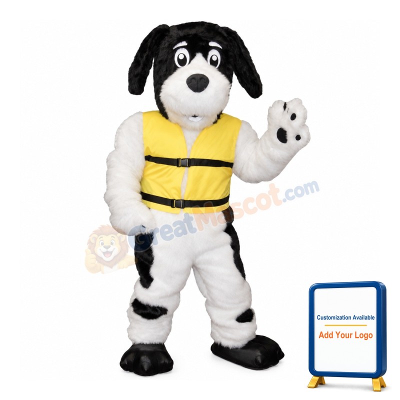 Lovely White & Black Dog Mascot Costume