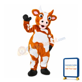 Friendly Yellow Cow Mascot Costume