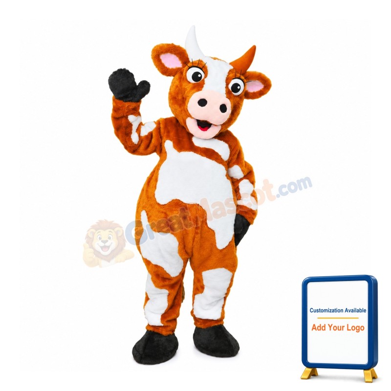 Friendly Yellow Cow Mascot Costume
